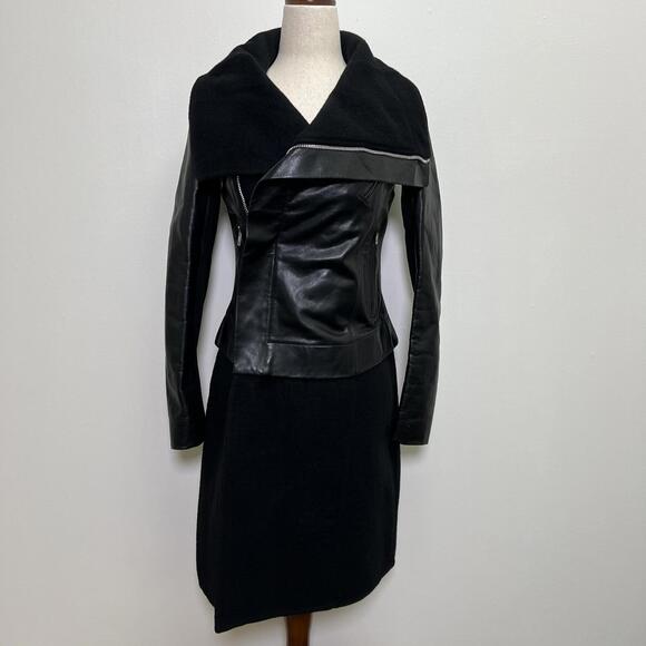 Rick Owens Leather and Cashmere Biker Jacket
